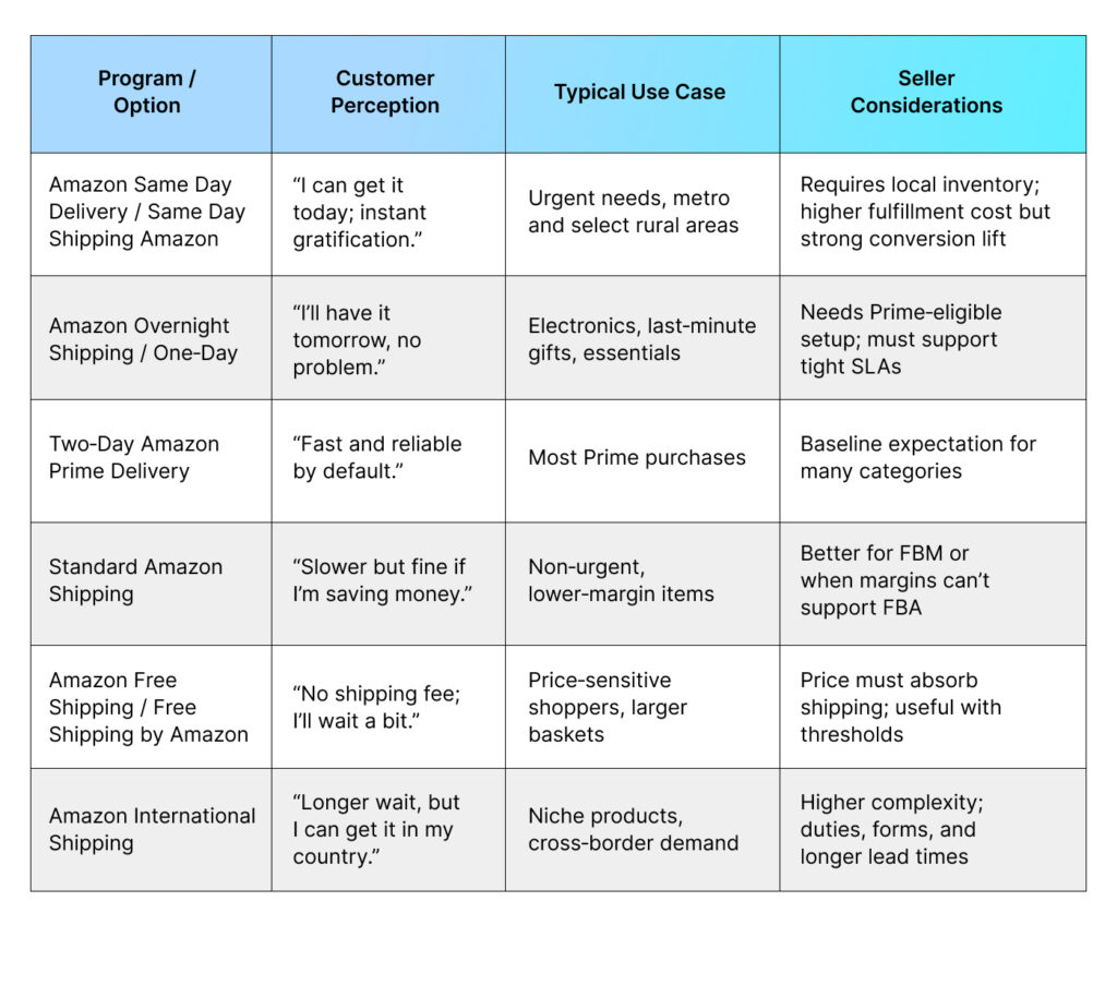 How the main options compare